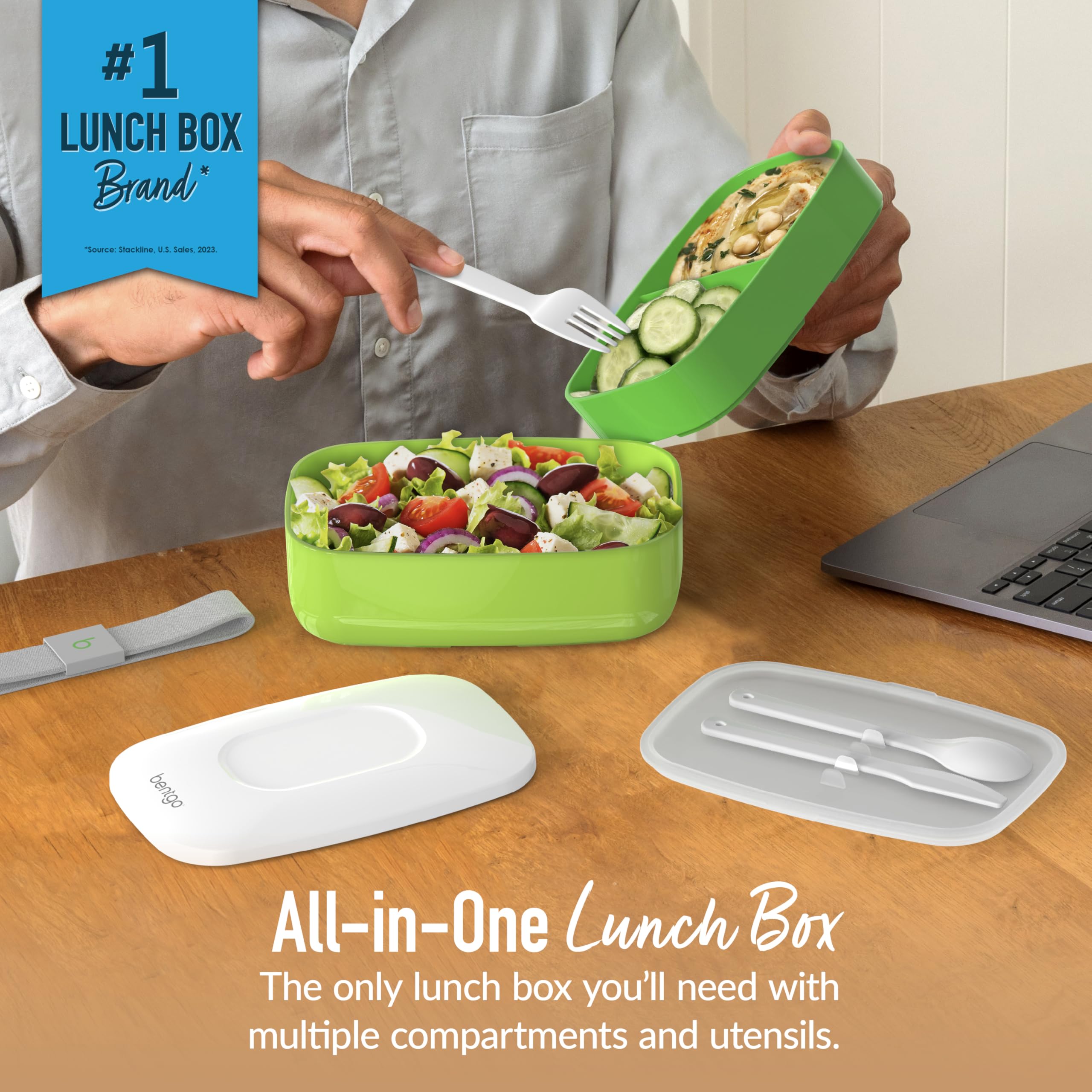 bentgo-classic-stackable-3-compartment-adult-bento-lunch-box-with-removable-uten image 2