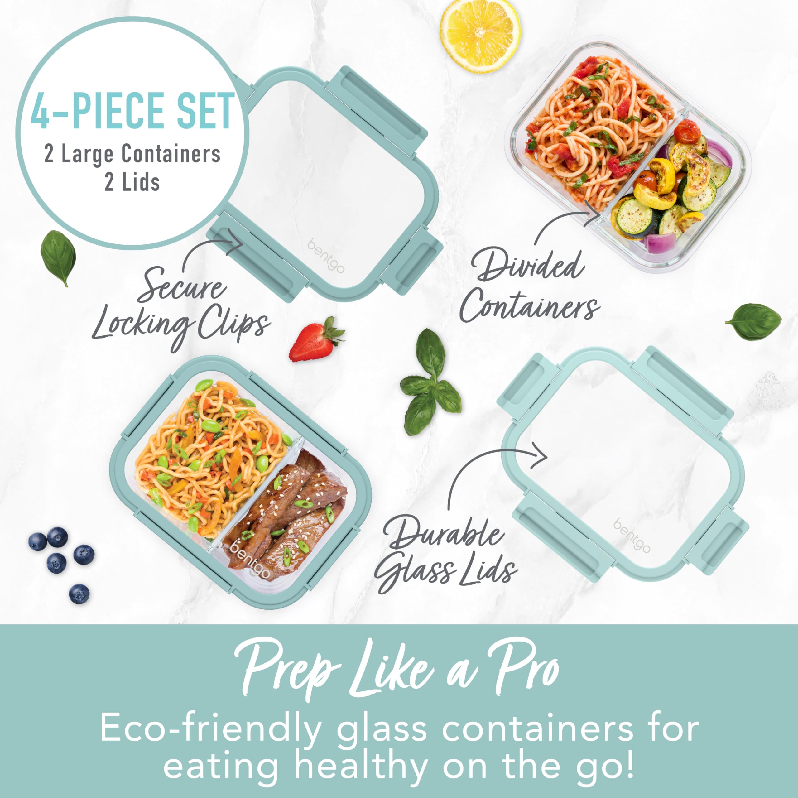 bentgo-glass-leak-proof-meal-prep-set-4-piece-2-compartment-glass-lunch-dinner-f image 2