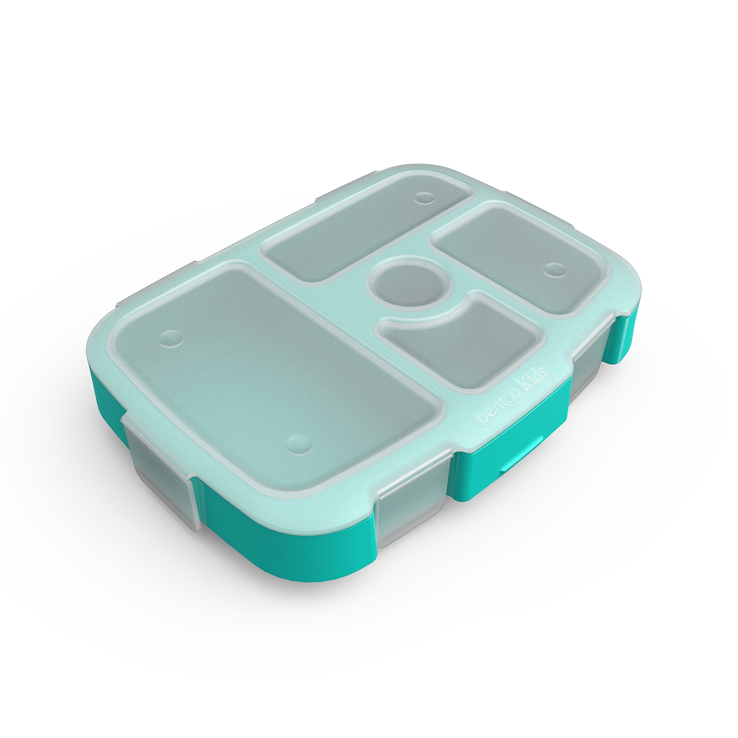 bentgo-kids-brights-tray-aqua-with-transparent-cover-5-compartment-bpa-free-port image 1