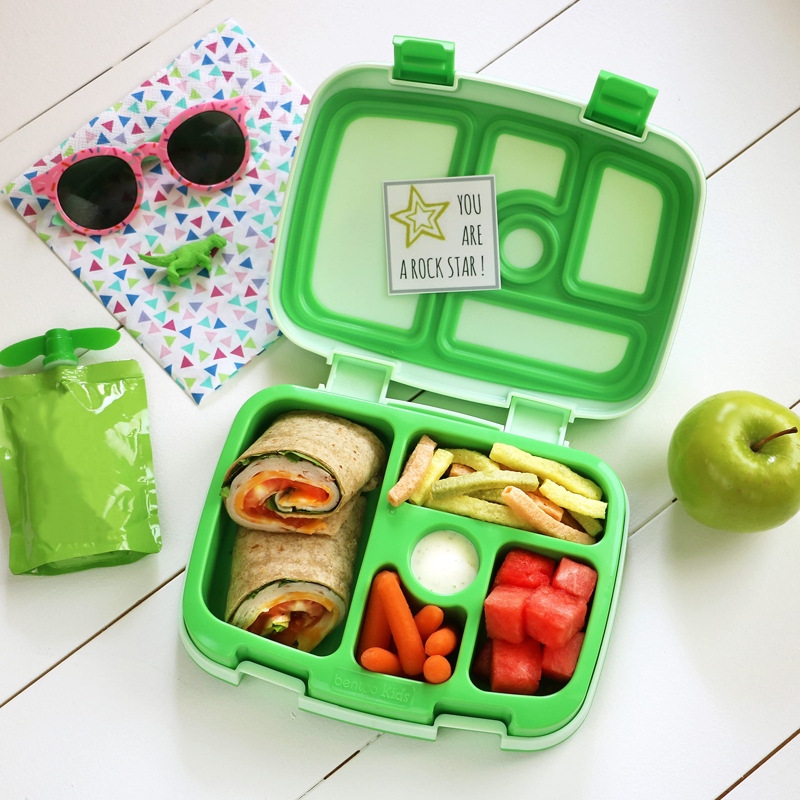 bentgo-kids-bento-style-lunch-box-green-bpa-free-leak-proof-drop-proof-5-compart image 4