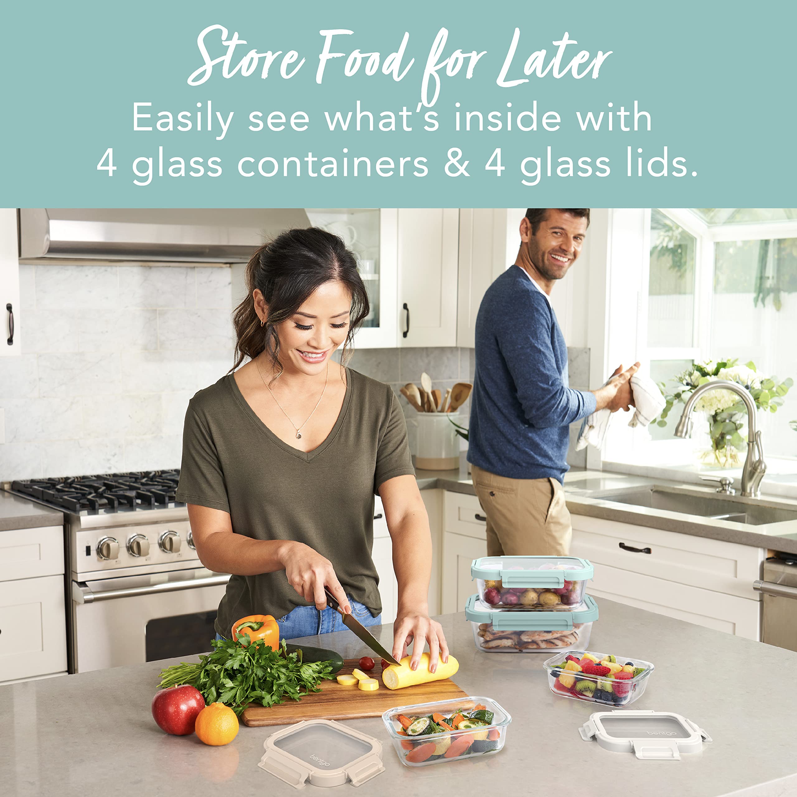 bentgo-glass-leak-proof-food-storage-set-8-piece-stackable-1-compartment-meal-pr image 2