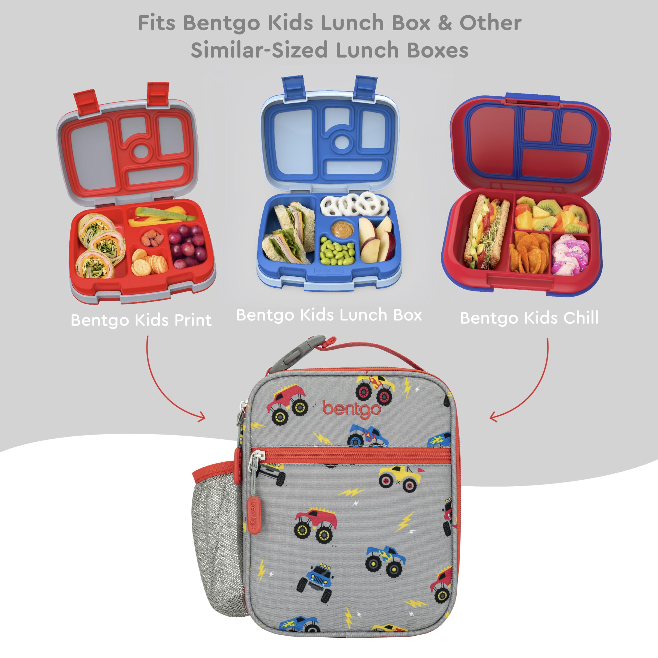 bentgo-kids-insulated-lunch-tote-trucks-water-resistant-lunch-bag-with-water-bot image 5