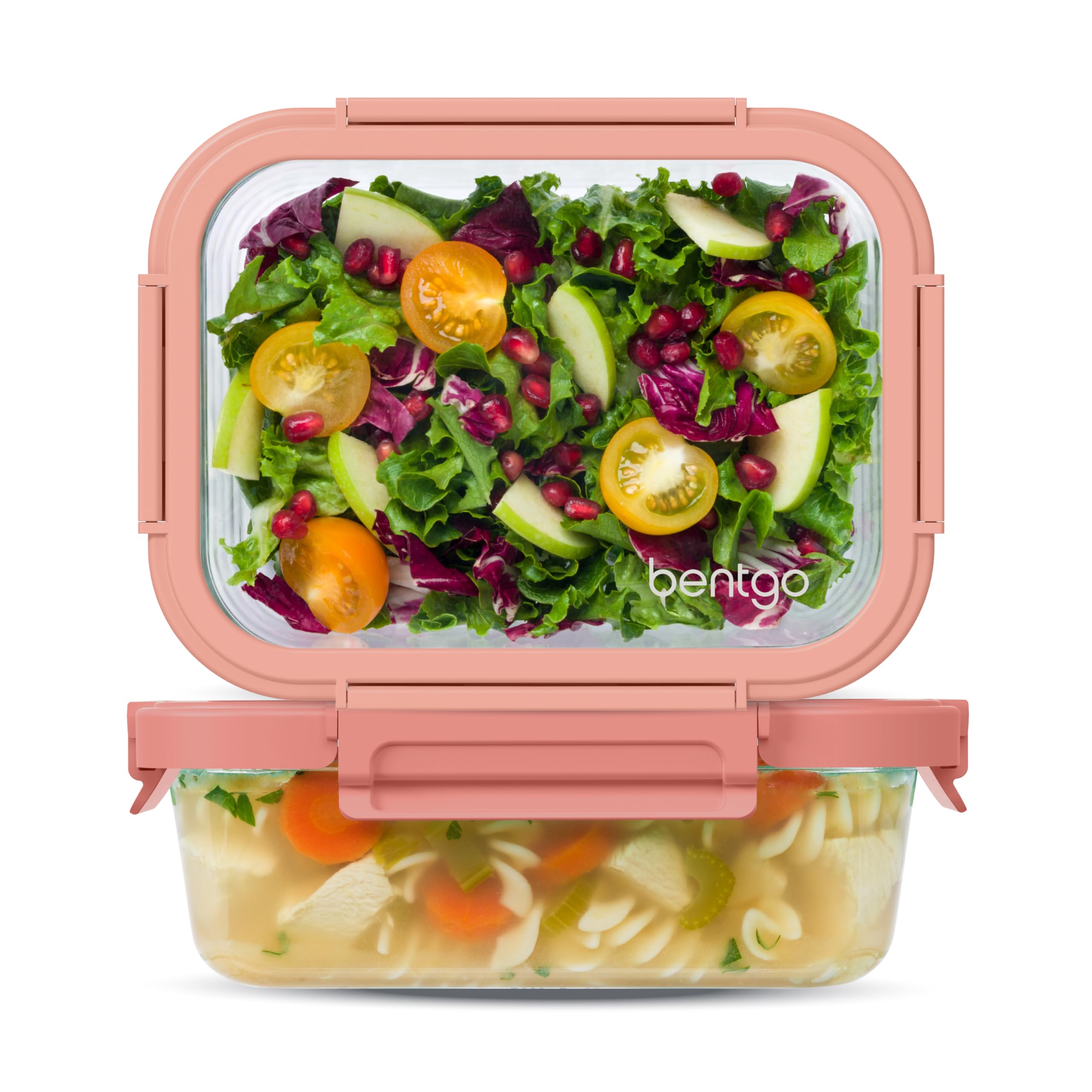 bentgo-glass-leak-proof-food-storage-set-coral-wash-4-piece-stackable-1-compartm image 1