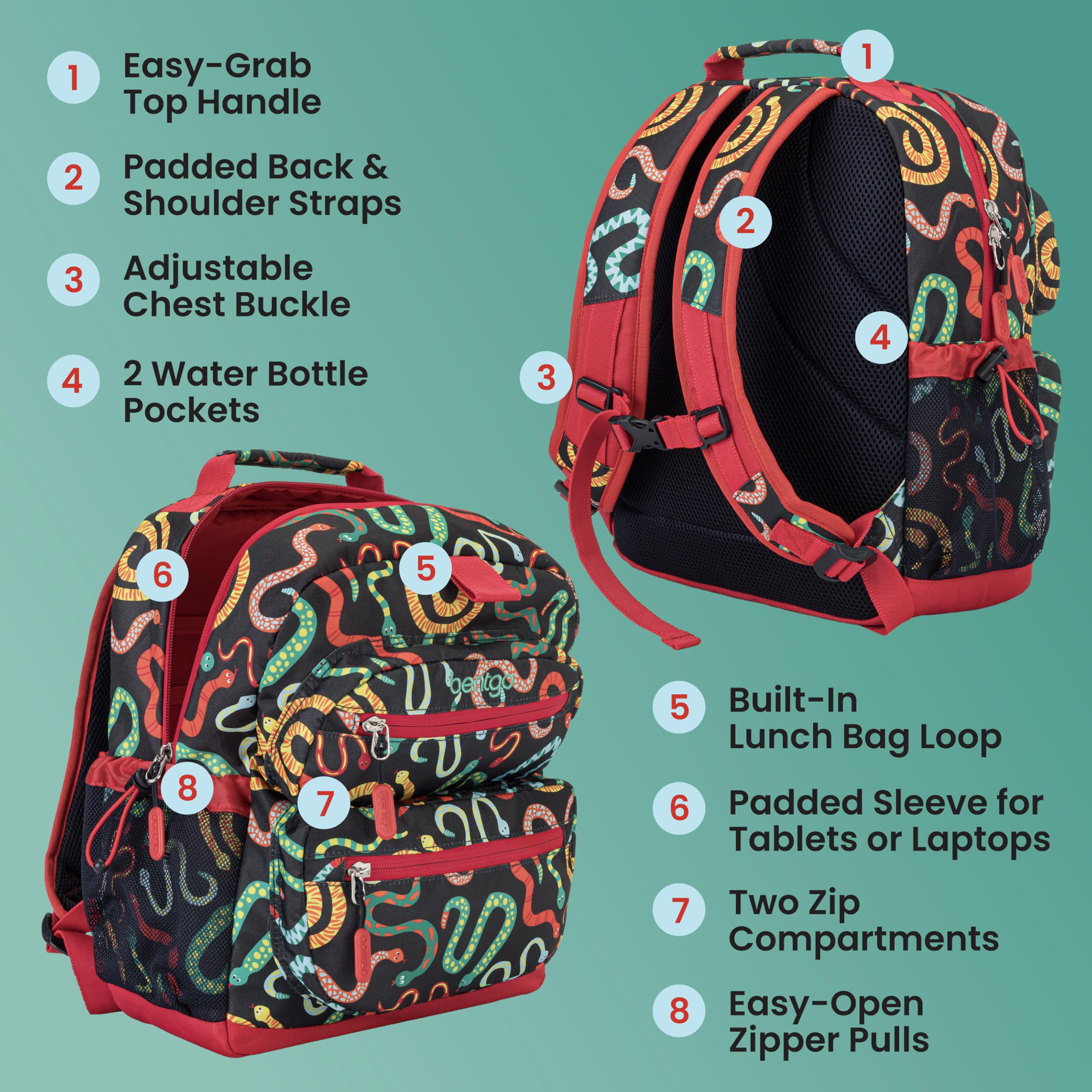 bentgo-kids-print-backpack-lightweight-14-water-resistant-school-daycare-backpac image 5