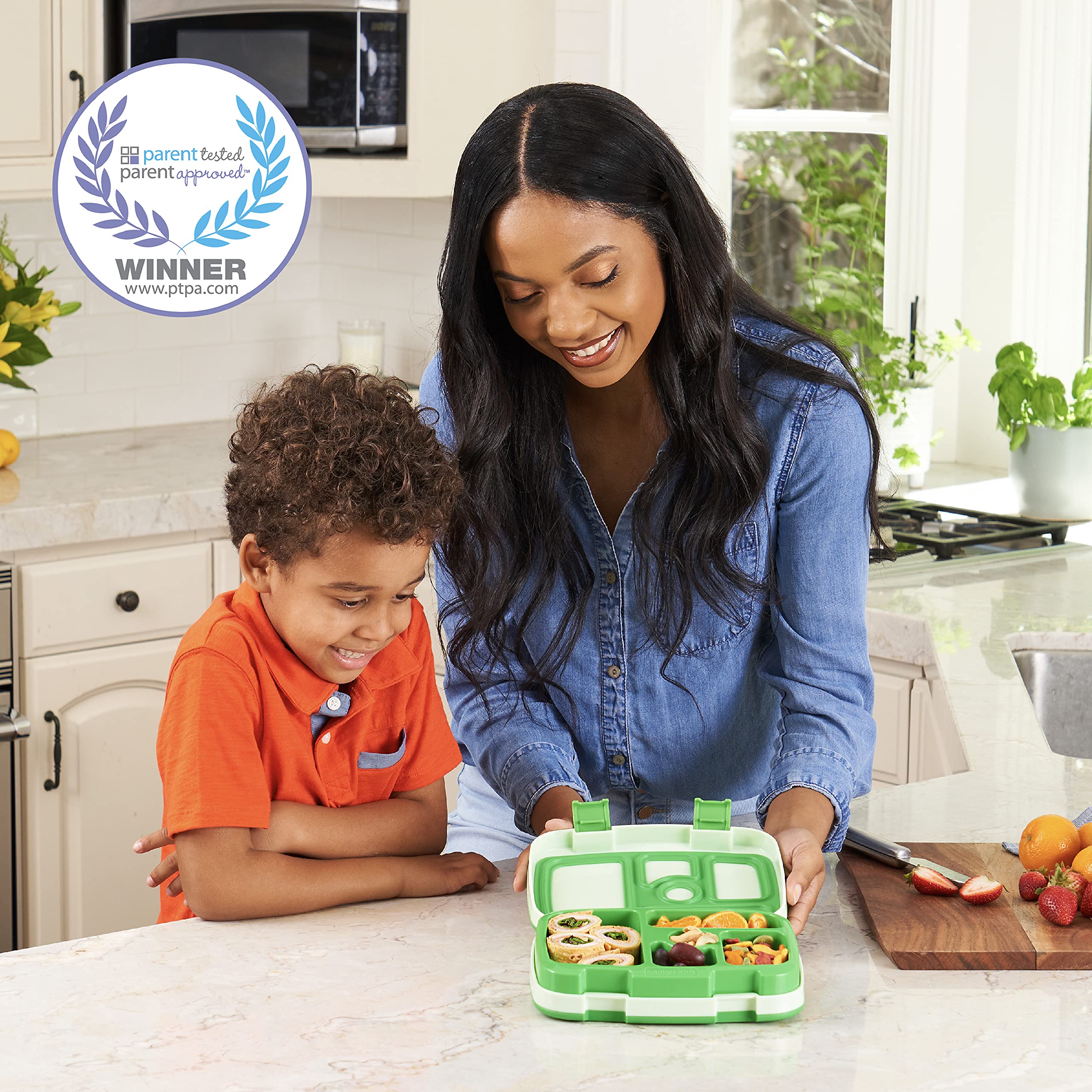 bentgo-kids-bento-style-lunch-box-green-bpa-free-leak-proof-drop-proof-5-compart image 2