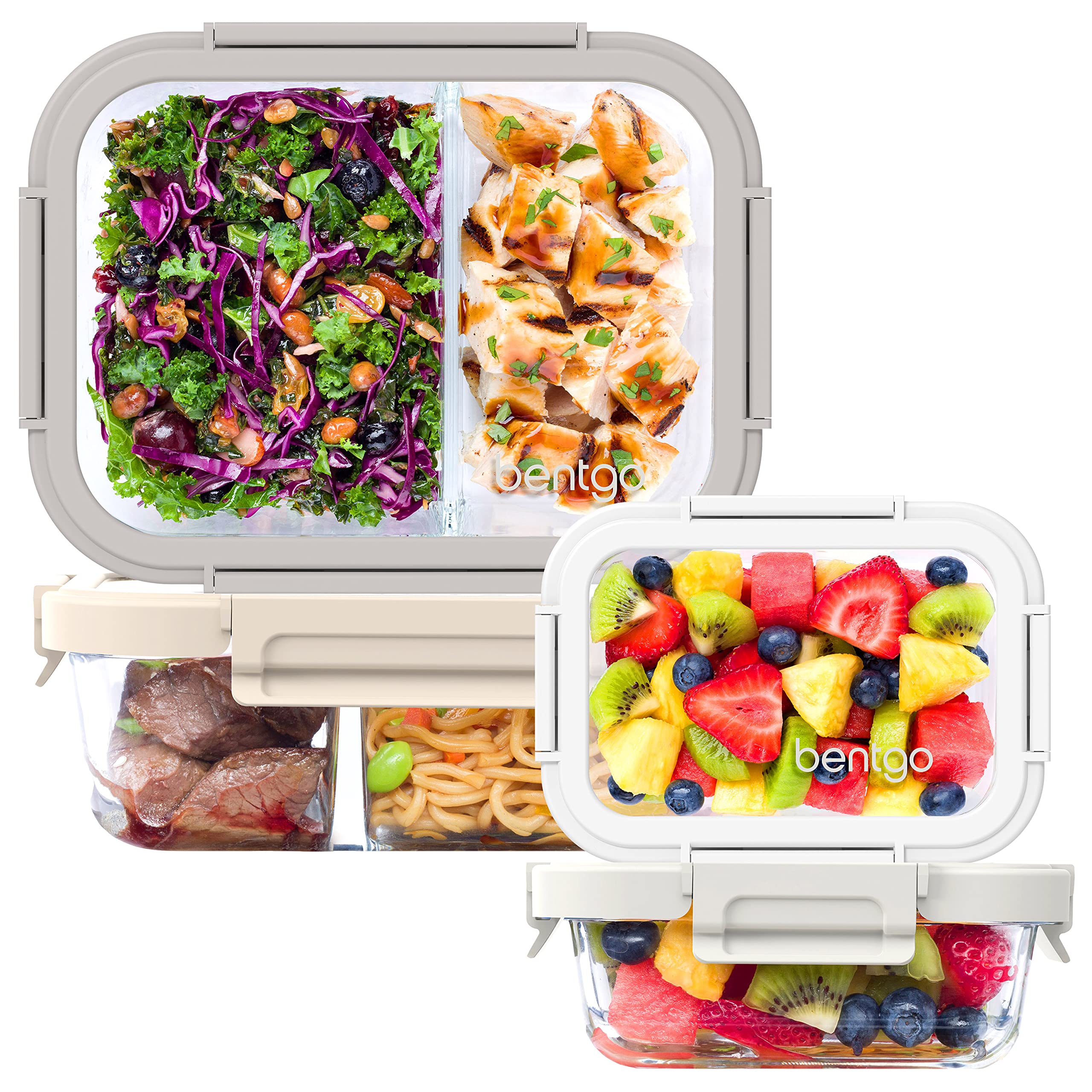 bentgo-glass-leak-proof-meal-prep-set-8-piece-1-2-compartment-glass-lunch-snack- image 1