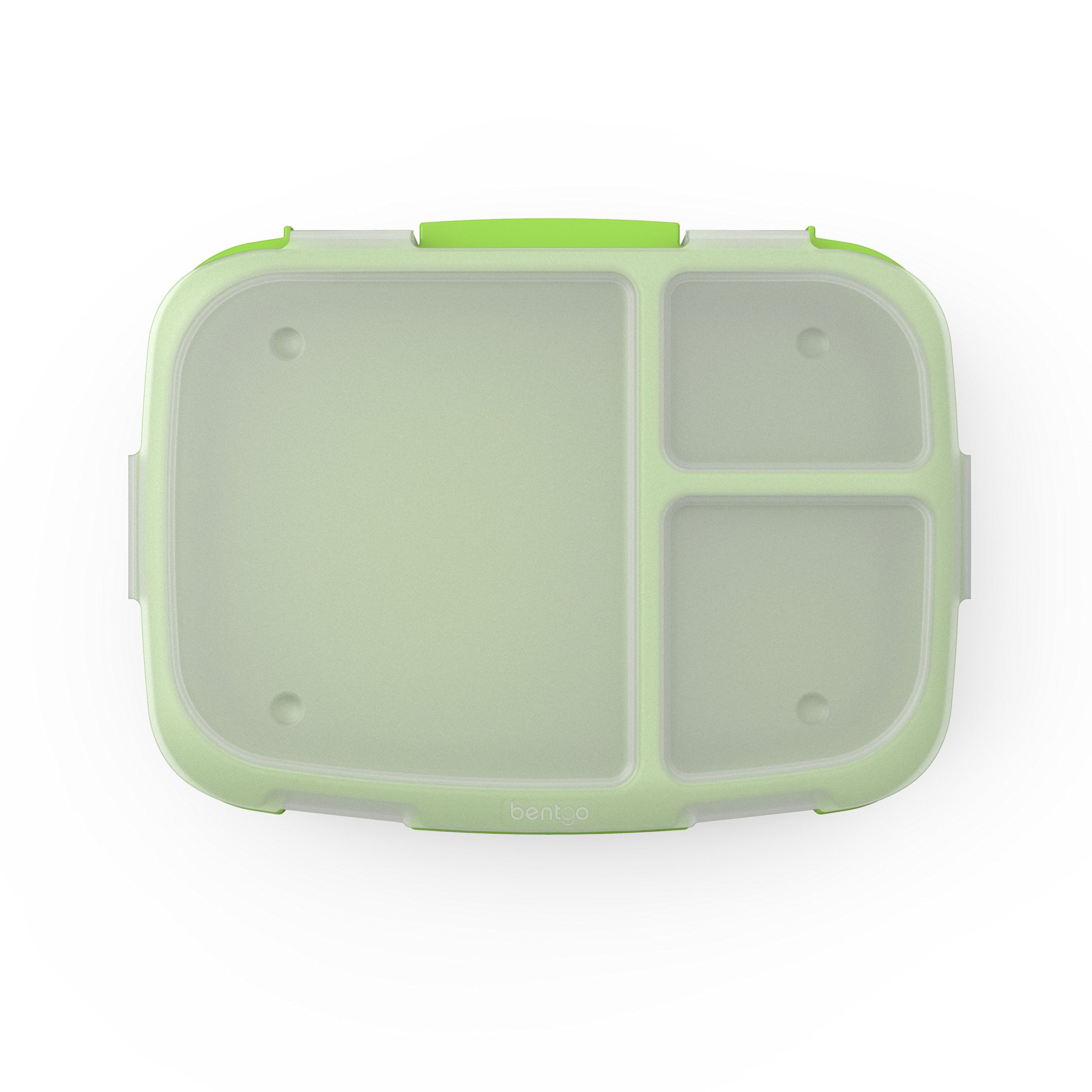 bentgo-fresh-tray-green-with-transparent-cover-reusable-bpa-free-4-compartment-m image 3