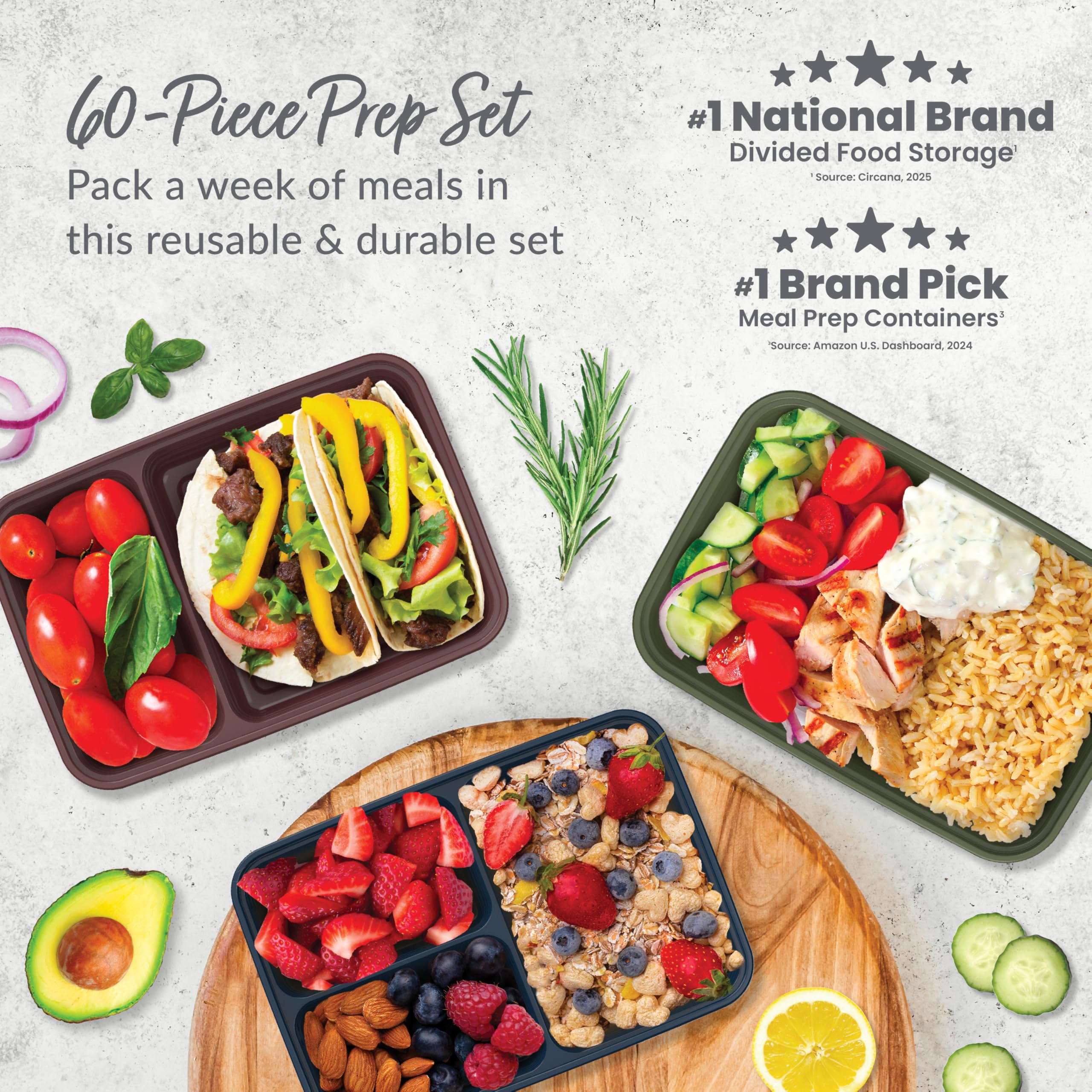 bentgo-prep-60-piece-meal-prep-kit-reusable-pfas-bpa-free-1-2-3-compartment-cont image 2