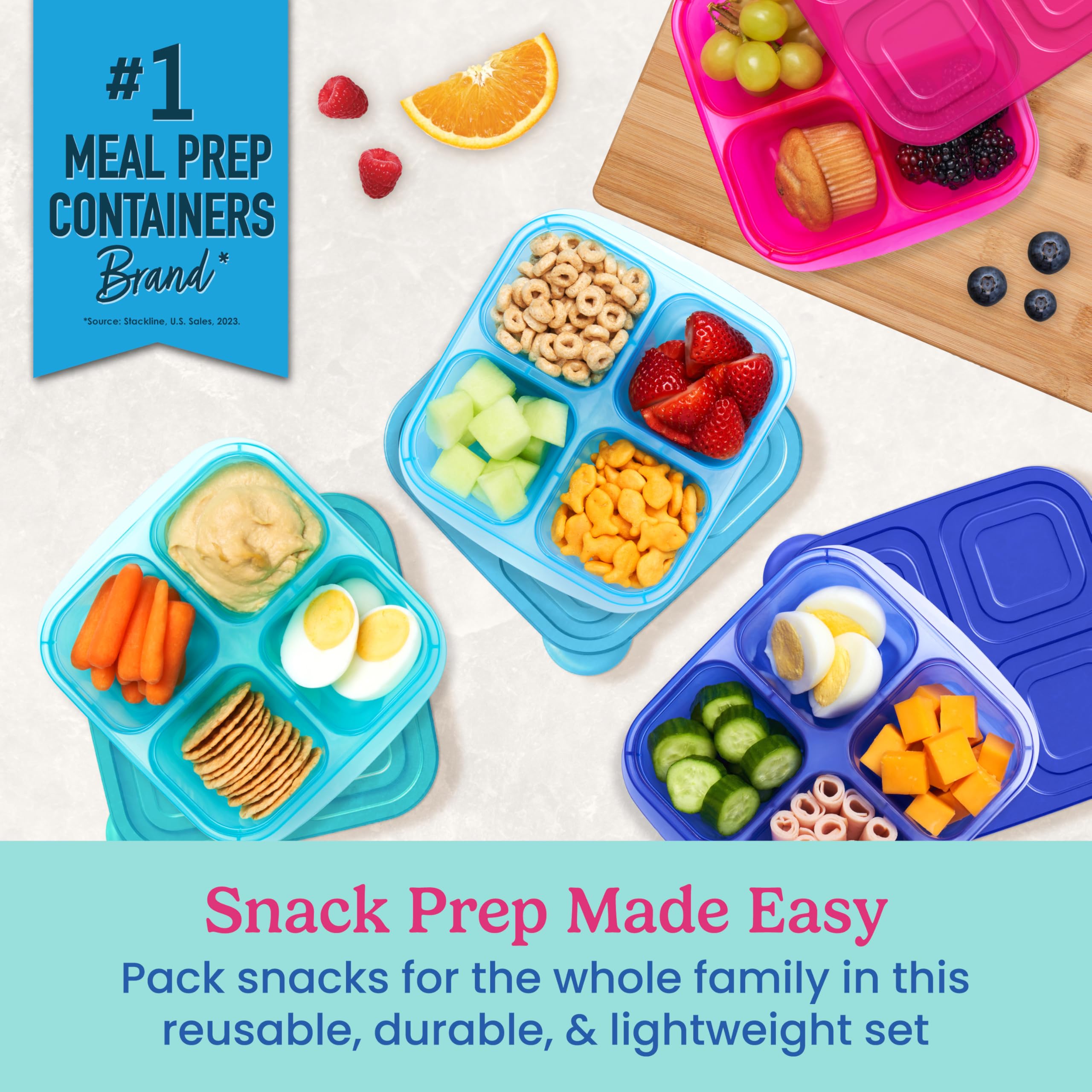 bentgo-easyboxes-4-compartment-snack-containers-8-piece-set-4-trays-4-tabbed-lid image 2