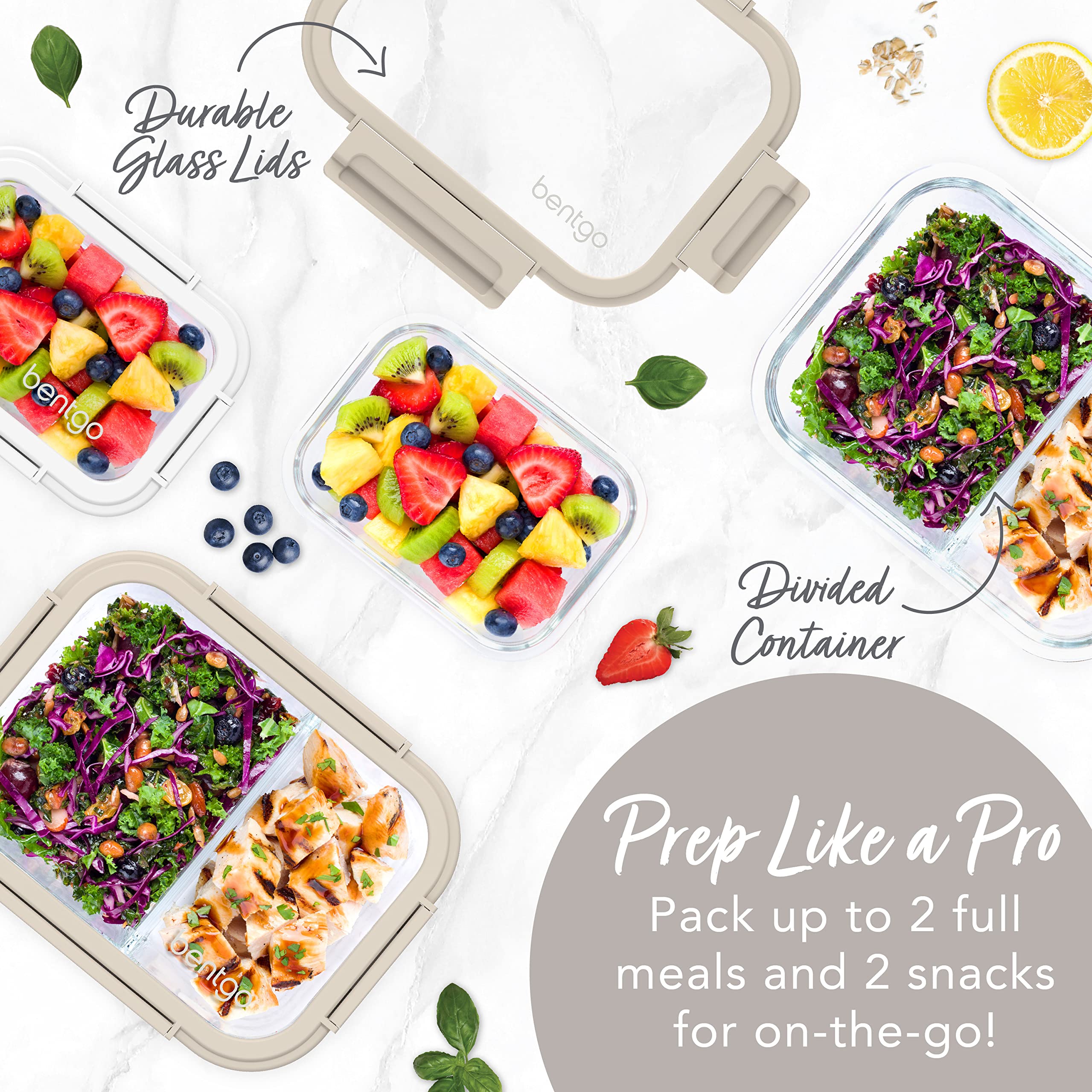 bentgo-glass-leak-proof-meal-prep-set-8-piece-1-2-compartment-glass-lunch-snack- image 2