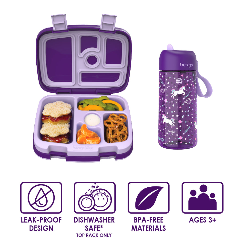 bentgo-kids-prints-lunch-box-water-bottle-bundle-2-pack-5-compartment-bento-boxe image 3