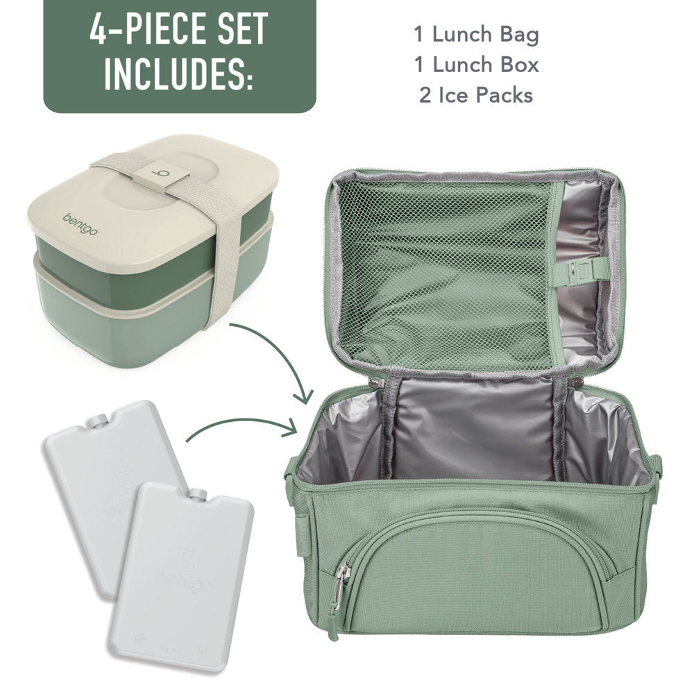 bentgo-deluxe-4-piece-lunch-set-insulated-lunch-bag-stackable-3-compartment-box- image 2