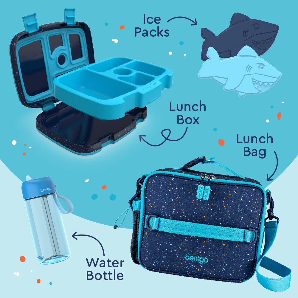 bentgo-kids-prints-5-piece-back-to-lunch-set-leak-proof-lunch-box-bag-water-bott image 3