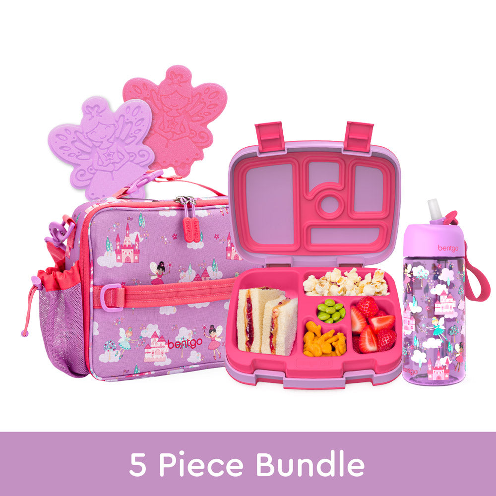 bentgo-kids-prints-5-piece-back-to-lunch-set-leak-proof-lunch-box-bag-water-bott image 6