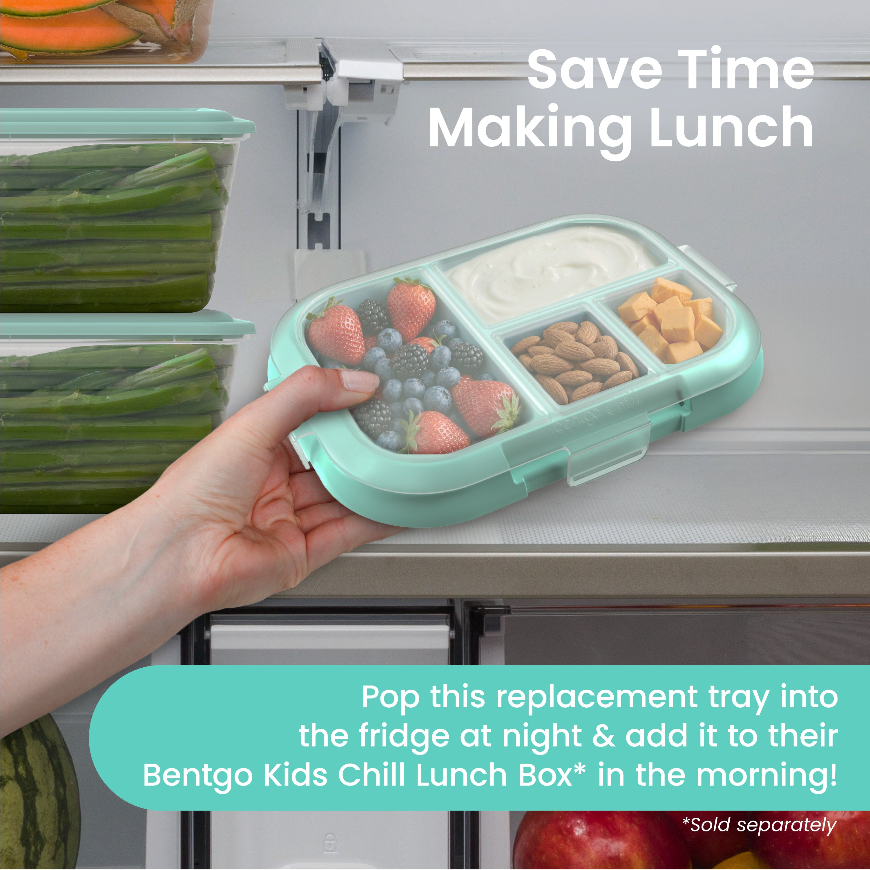 bentgo-chill-kids-replacement-tray-with-transparent-cover-fridge-freezer-safe-fo image 2