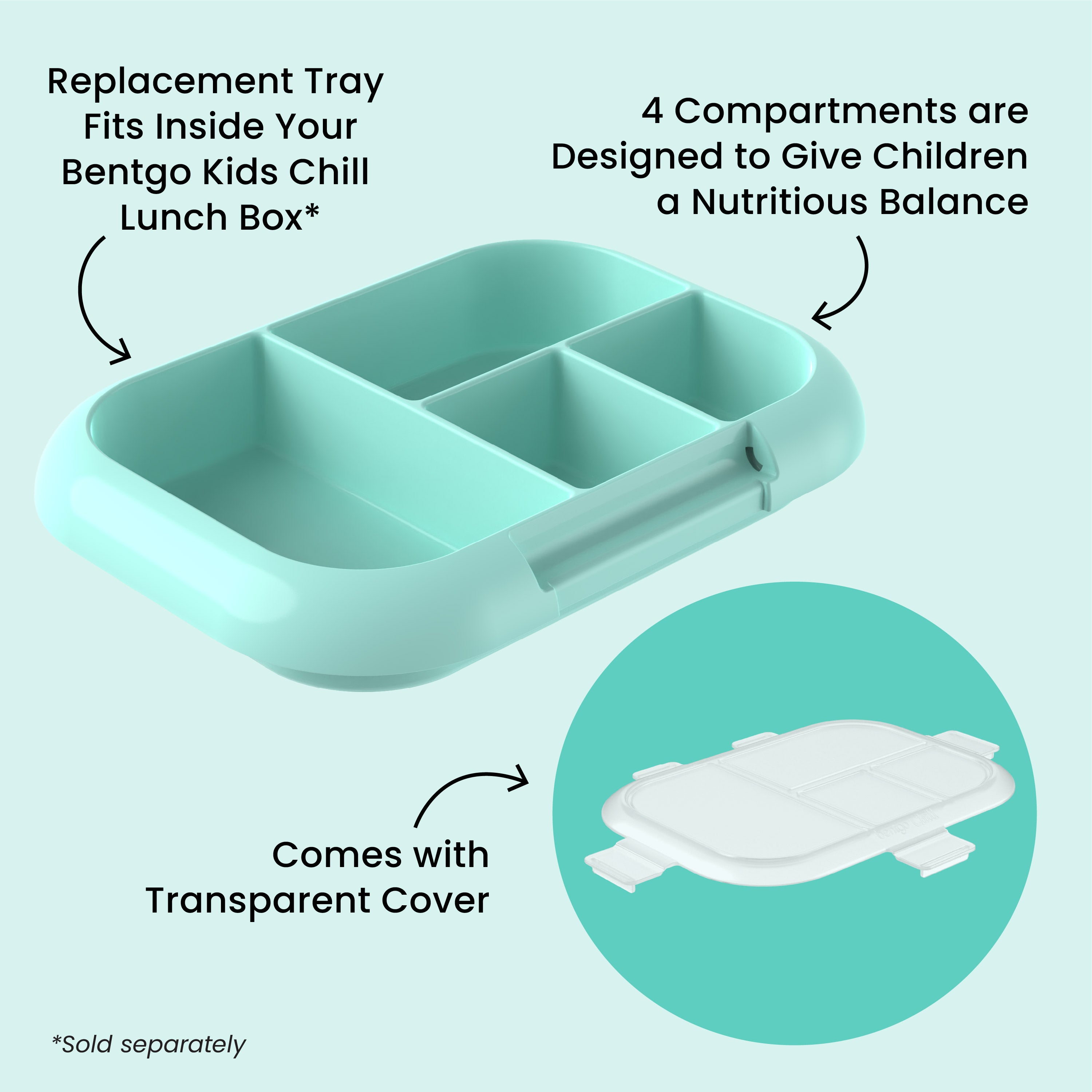 bentgo-chill-kids-replacement-tray-with-transparent-cover-fridge-freezer-safe-fo image 4