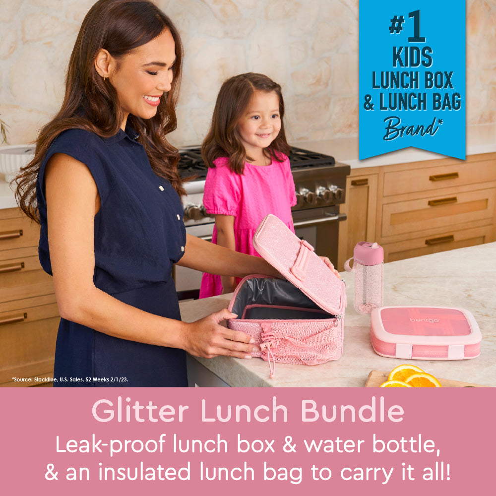 bentgo-kids-glitter-lunch-set-3-piece-bundle-5-compartment-leak-proof-bento-box- image 2