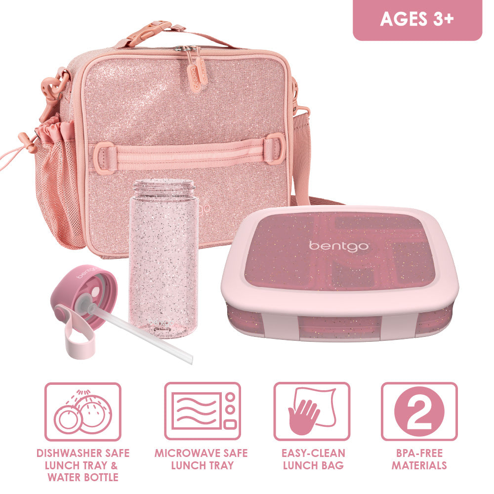 bentgo-kids-glitter-lunch-set-3-piece-bundle-5-compartment-leak-proof-bento-box- image 3