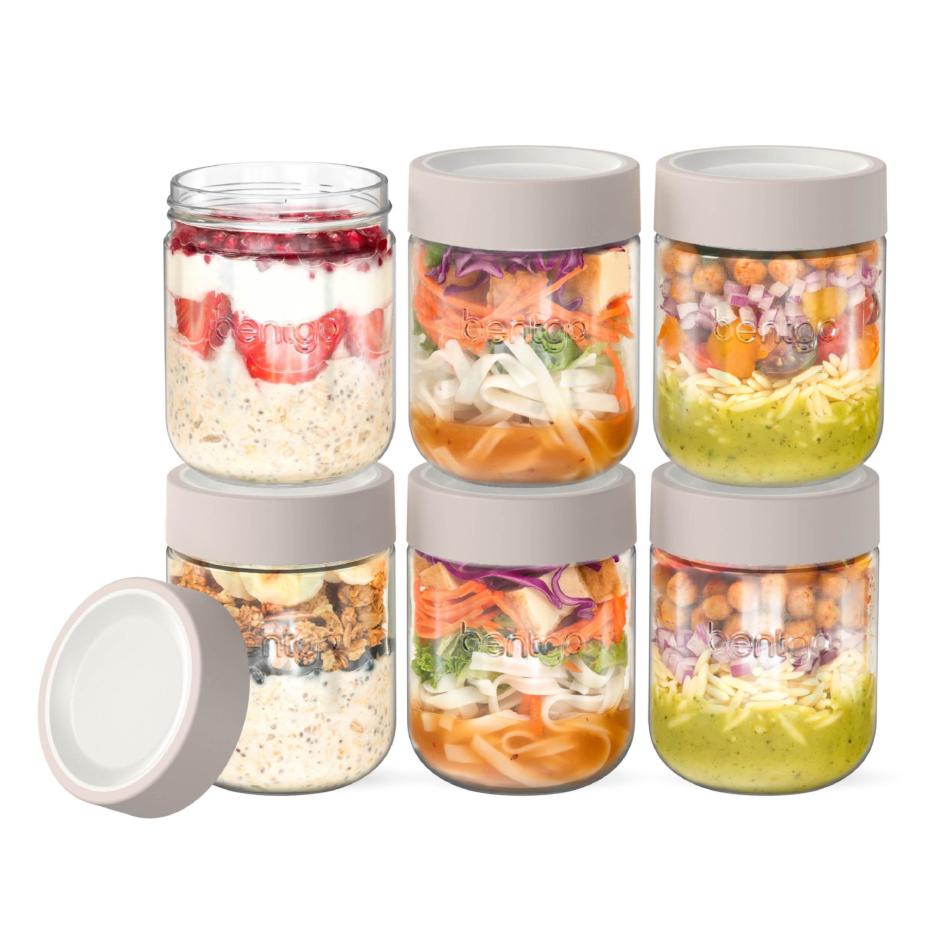 bentgo-leak-proof-glass-food-jars-12-piece-set-six-16-fl-oz-jars-with-twist-lids image 1
