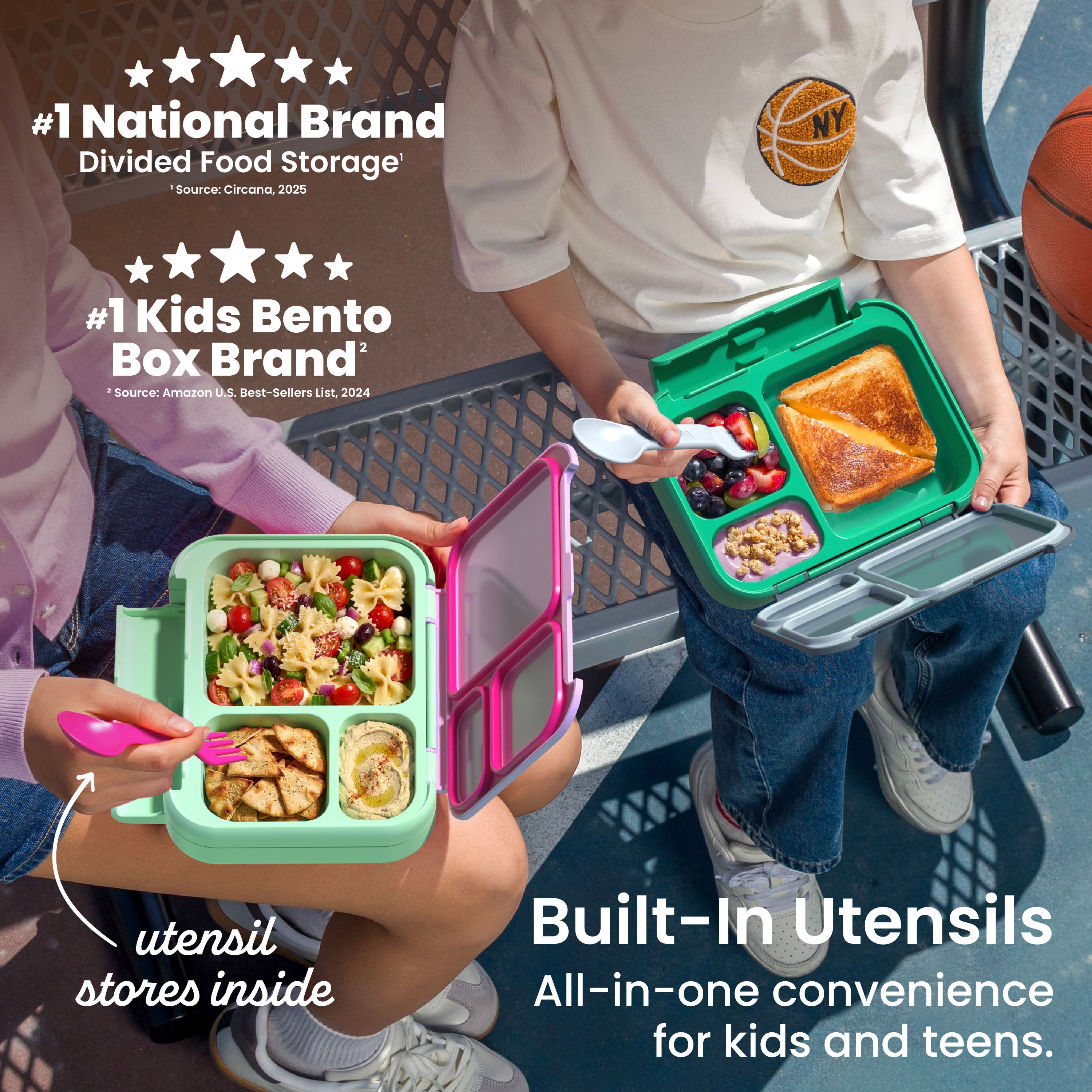 bentgo-kids-stow-go-lunch-box-3-compartment-bento-box-with-built-in-2-in-1-spoon image 2