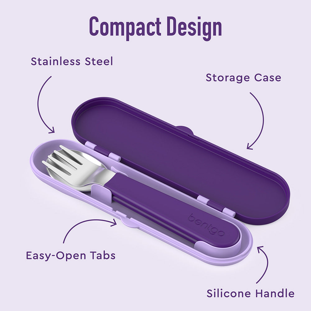 bentgo-kids-stainless-steel-utensil-set-fork-spoon-with-travel-case-soft-silicon image 4