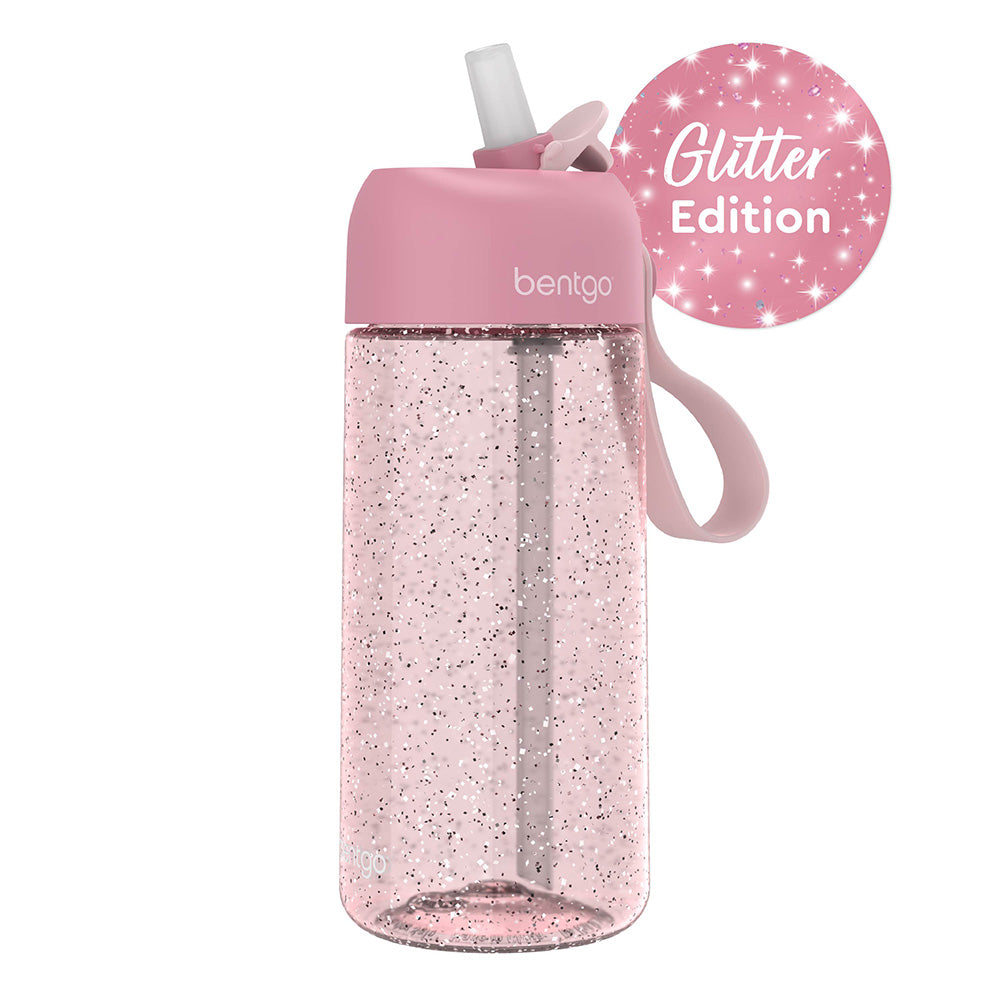 bentgo-kids-water-bottle-glitter-15-oz-leak-proof-tritan-flip-straw-bottle-for-s image 1