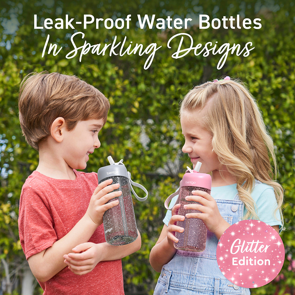 bentgo-kids-water-bottle-glitter-15-oz-leak-proof-tritan-flip-straw-bottle-for-s image 2