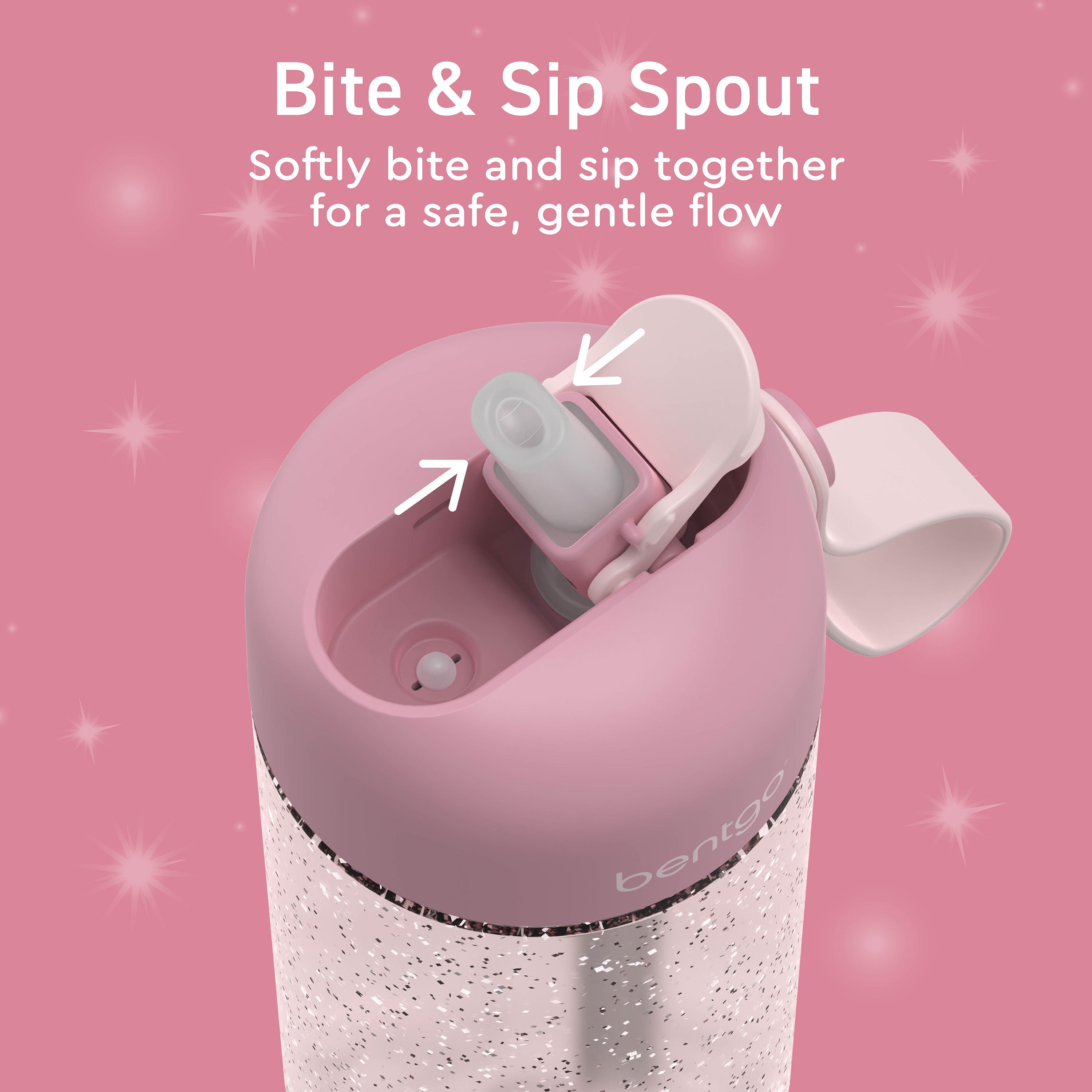 bentgo-kids-water-bottle-glitter-15-oz-leak-proof-tritan-flip-straw-bottle-for-s image 4