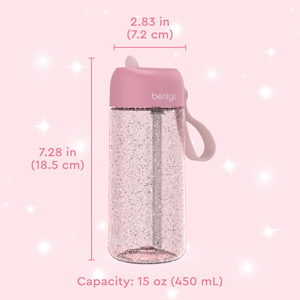bentgo-kids-water-bottle-glitter-15-oz-leak-proof-tritan-flip-straw-bottle-for-s image 7