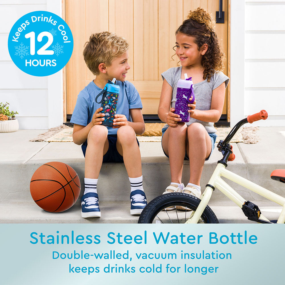 bentgo-kids-stainless-steel-insulated-water-bottle-12-hour-cold-no-spill-bite-si image 2