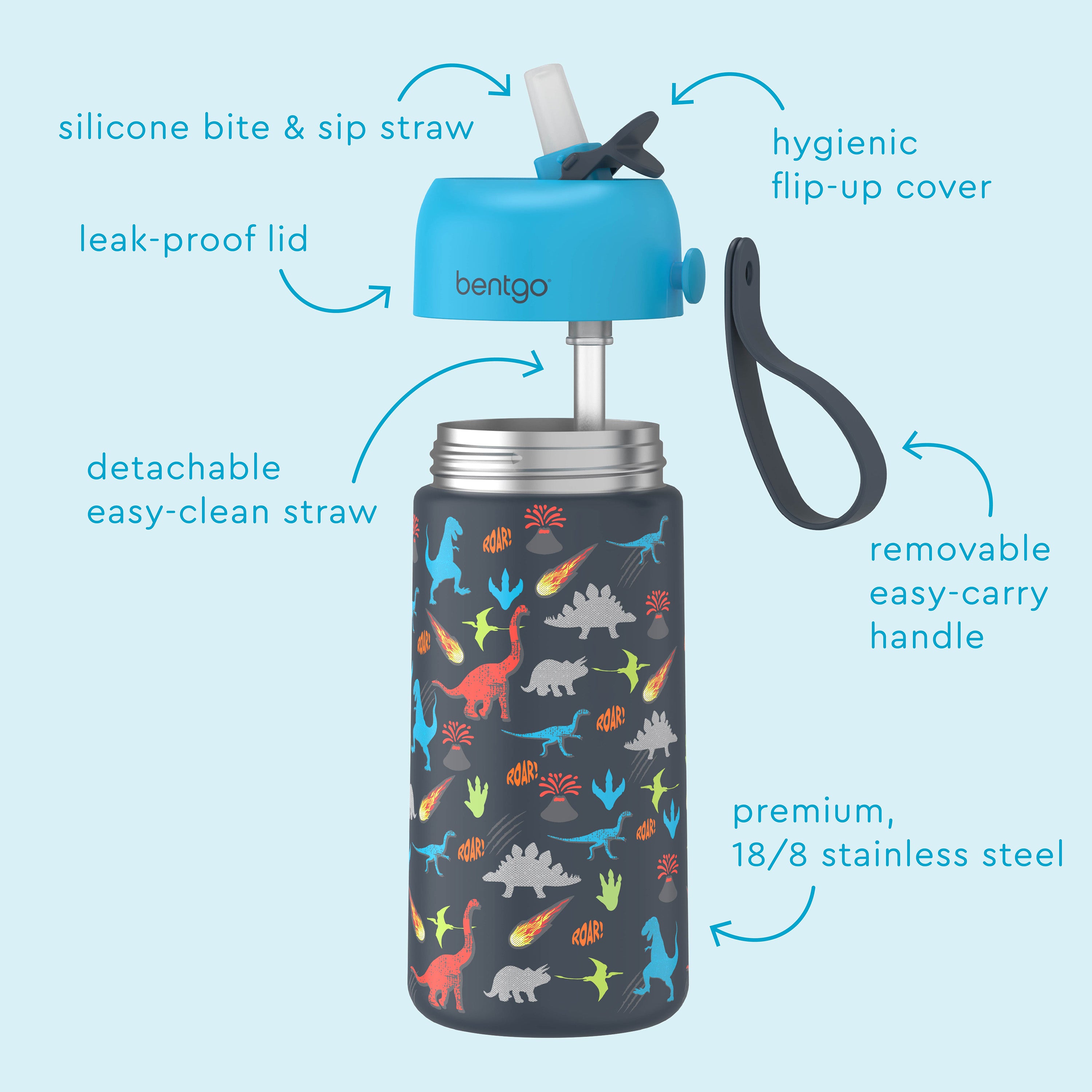 bentgo-kids-stainless-steel-insulated-water-bottle-12-hour-cold-no-spill-bite-si image 3