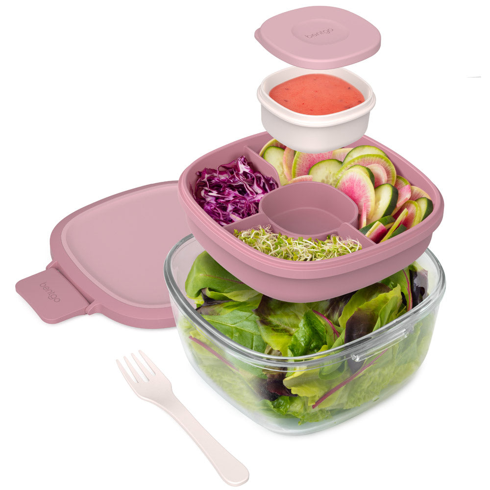 bentgo-glass-salad-container-airtight-7-6-cup-glass-salad-to-go-bowl-with-dressi image 1