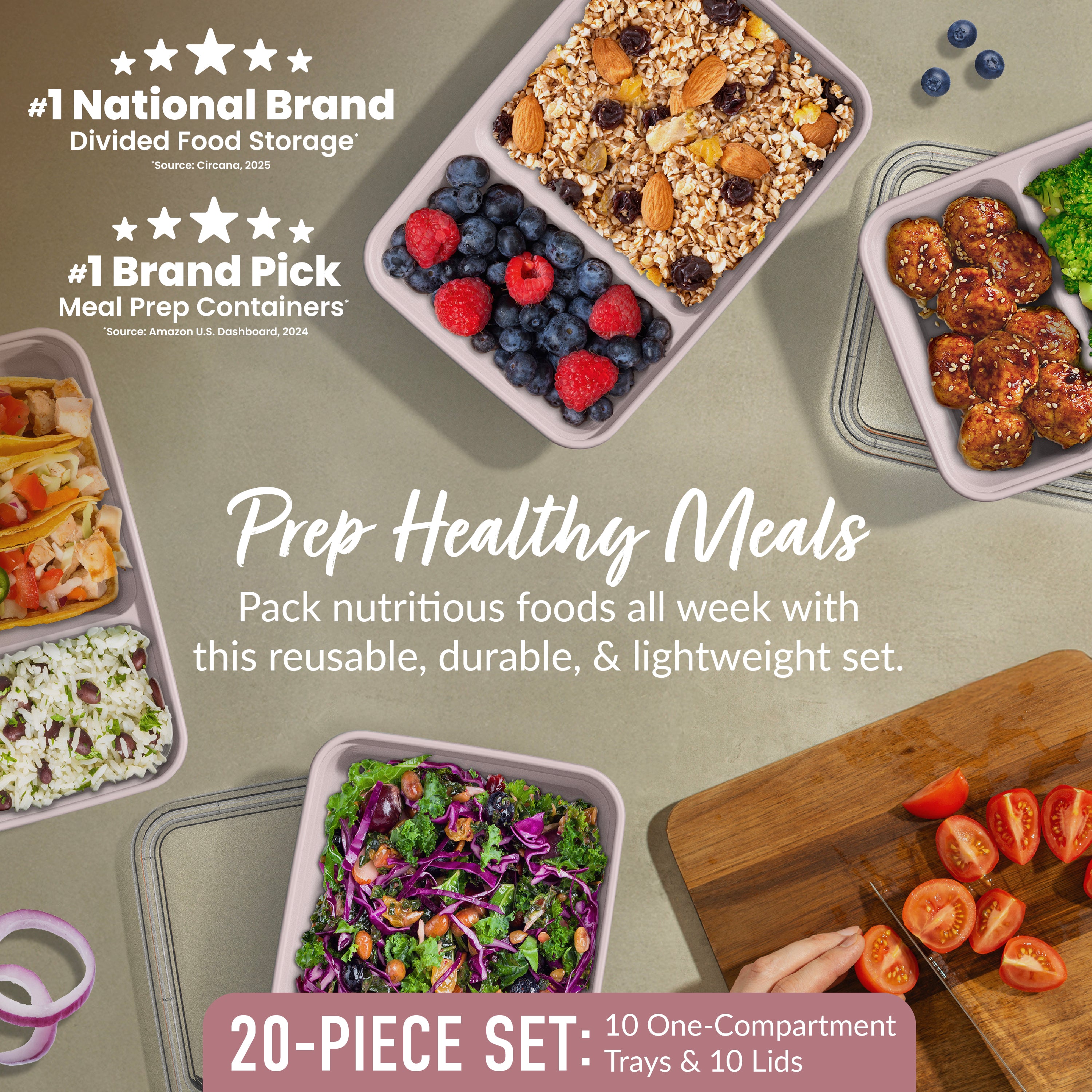 bentgo-prep-2-compartment-meal-prep-containers-20-piece-set-10-reusable-3-cup-tr image 2