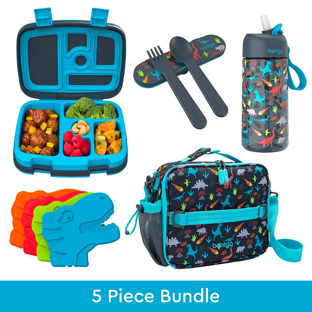 bentgo-kids-prints-lunch-set-5-compartment-bento-box-lunch-bag-water-bottle-uten image 1