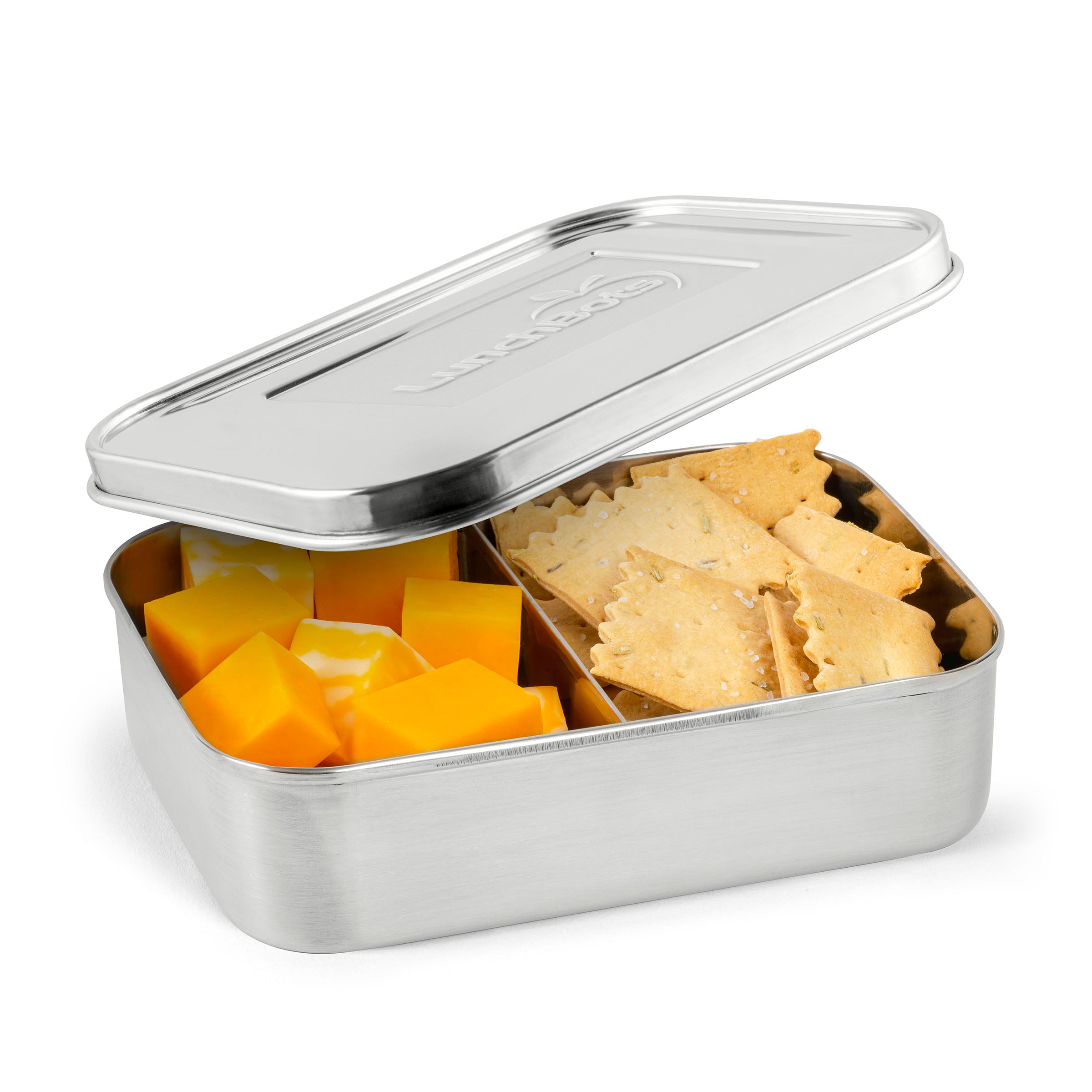 lunchbots-small-snack-packer-stainless-steel-bento-box-two-compartment-snack-con image 2