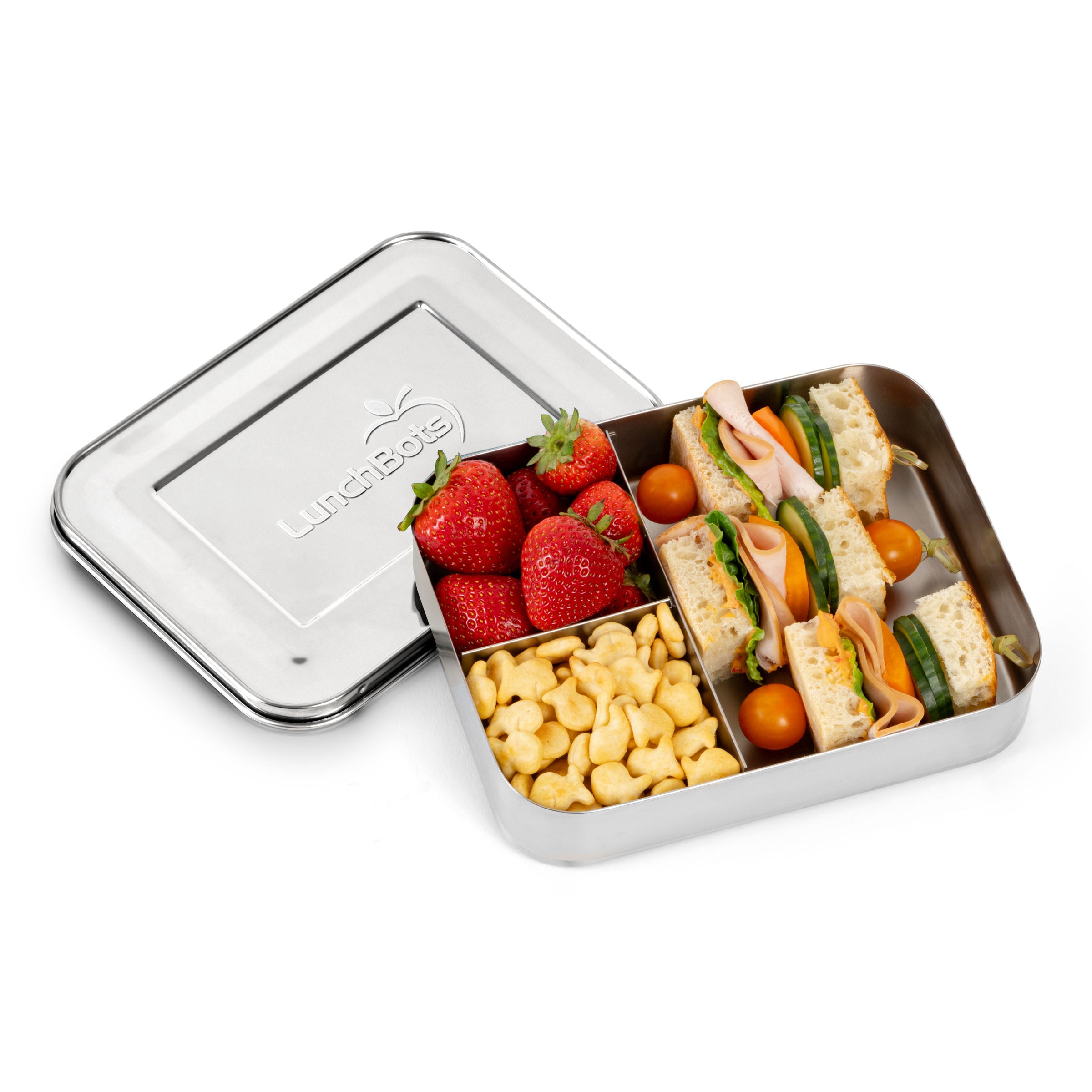 lunchbots-large-trio-stainless-steel-bento-box-3-compartments-for-full-sandwich- image 2