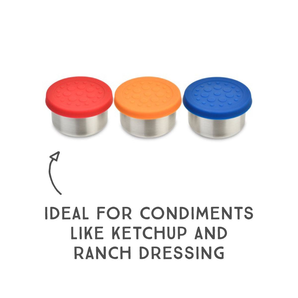 lunchbots-dips-1-5-oz-stainless-steel-condiment-containers-set-of-3-with-colorfu image 1